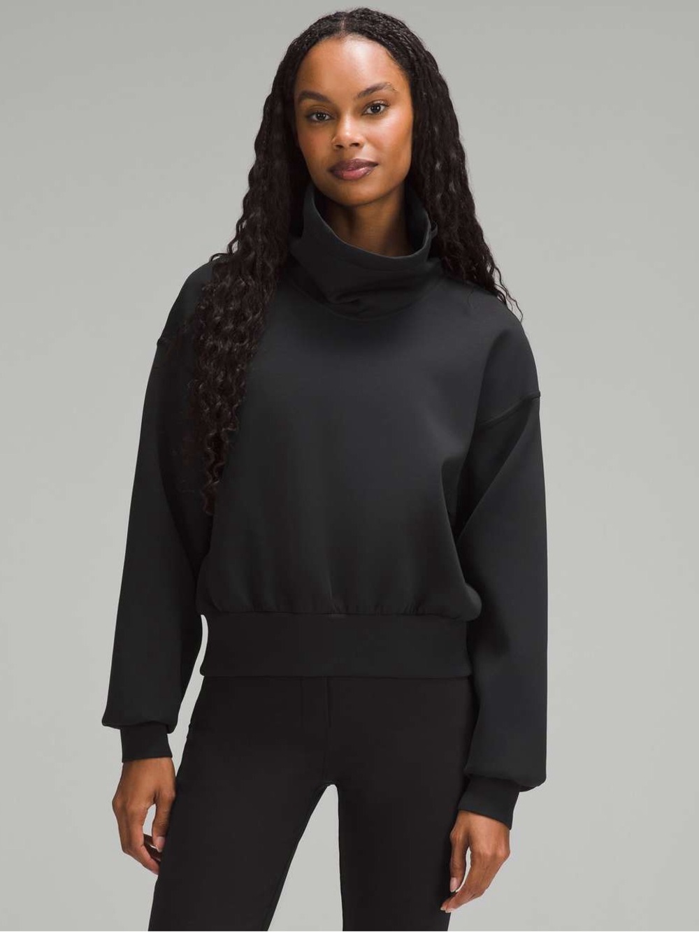 Lululemon Full Flourish Pullover Size 8 Black Cowl Neck Sweatshirt